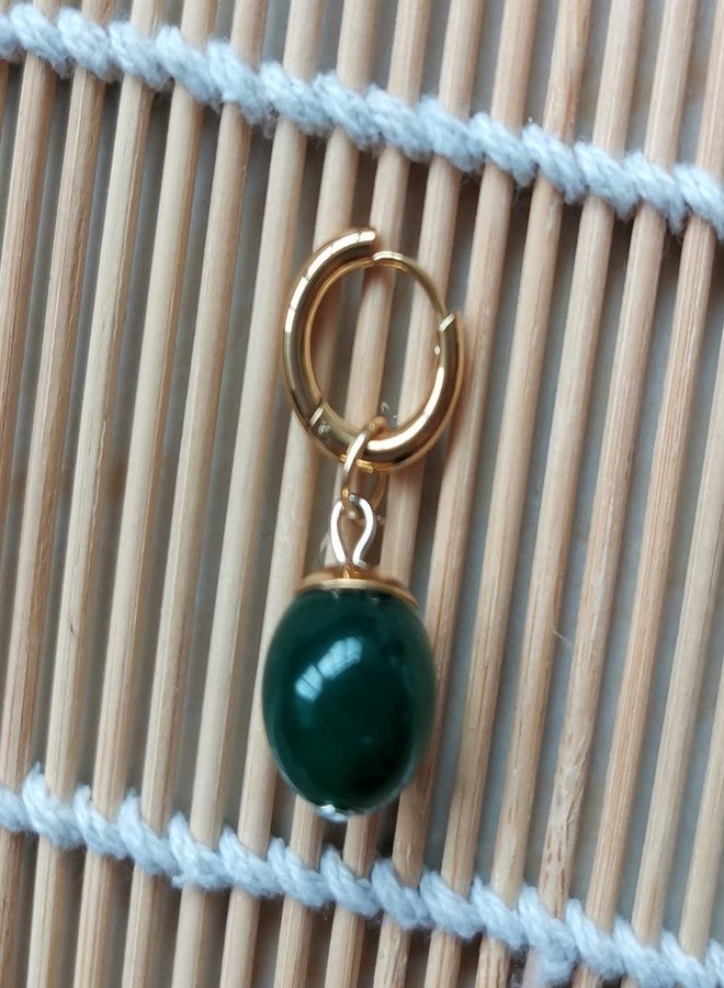 SSbeauty M 1 piece of Ball Earring Stainless Steel Ear Clip Cuff For Man Woman Cosplay (Single green pierced) - Image 2